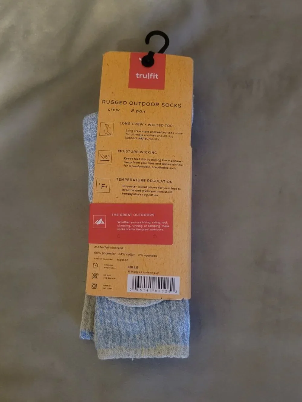 Women's Tru Fit Trufit Rugged Outdoor Socks 2 Pair Long Crew Light Blue Gray NWT